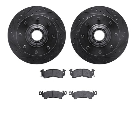 Dynamic Friction Co 8302-48002, Rotors-Drilled and Slotted-Black with 3000 Series Ceramic Brake Pads, Zinc Coated 8302-48002